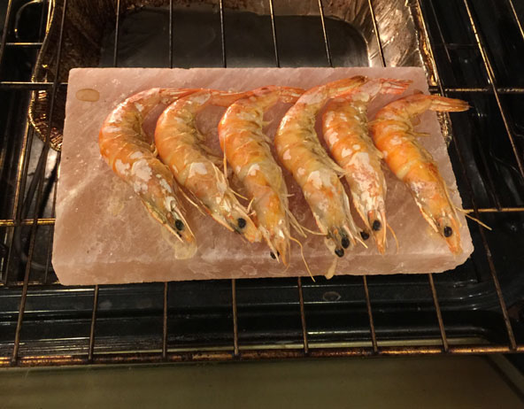 Fantastic Grilled Shrimp on salt plank in 15 minutes. Anyone can do.